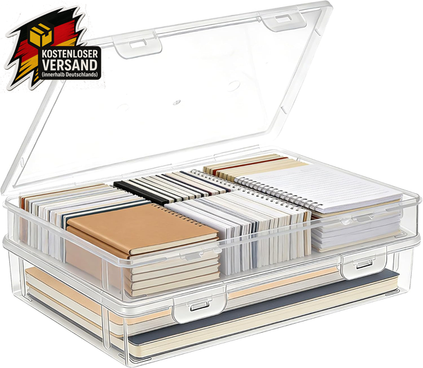 Zocipro 2 StüCk A4 Aufbewahrungsboxen, Transparente Kunststoff-Organizer Mit Ver-image