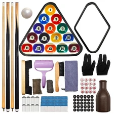 95pcs Pool Table Accessories Set - Balls, Triangle, Rack, Cue, Chalk, Tips,