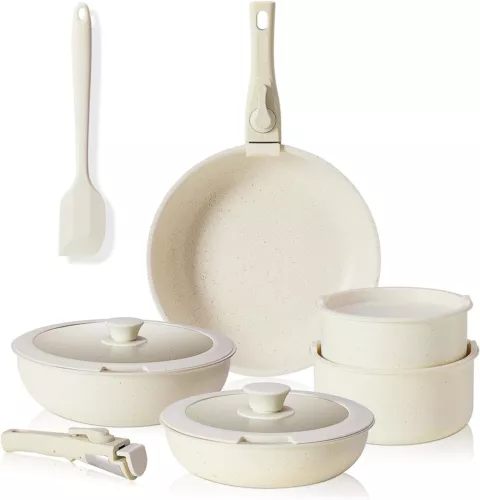 12-Piece Nonstick Kitchen Cookware Set with Detachable Handles, Oven Safe