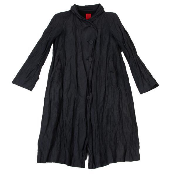 ISSEY MIYAKE HaaT Metal Blend Wrinkled Shawl Collar Coat