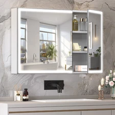 Lighted Medicine Cabinet with Mirror Wall Mounted Bathroom Cabinet LED Lights
