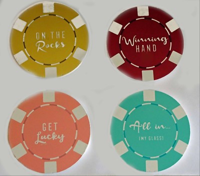 Eine einzelne Poker Chip Getränke Holz Untersetzer Spruch Spaß Geschenk Casino