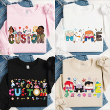 Custom Name Disney T-Shirts, Disney Family Trip Shirt Disney Characters Alphabet