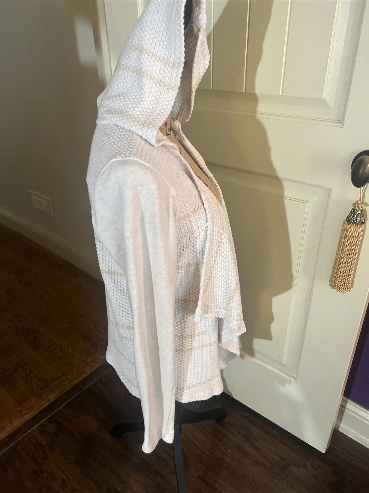 OFF WHITE "Felpa con cappuccio bianca avorio beige a righe maniche aperte L 42"" 26"""