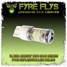 1 Pcs 6000K Xenon White 7443 Reflector LED Bulbs with 48 3014 SMD LEDs 7444 W21