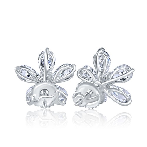 Boucles d'oreilles en diamant grappe en forme de poire 1,50 ct or blanc 14 carats - Photo 11 sur 11
