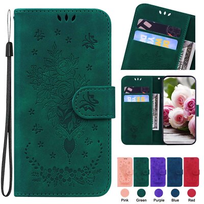 Butterfly Leather Wallet Stand Card Case Cover For Xiaomi Redmi Note 13 12 11 10
