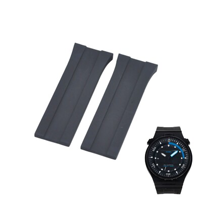 26x22mm Black Rubber Watch Strap For Porsche Design P6780 Diver