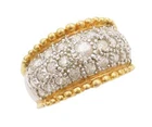 925 Sterling Silver Vintage Ring Gold Plated Border Topaz Carved  Sz 8  RG28377