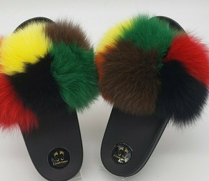 real fox fur slippers