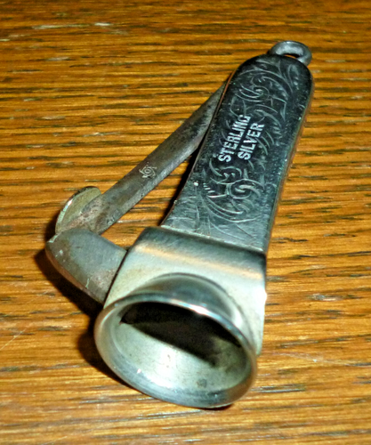 Brightly Cut Silver Cigar Cutter, Probably American and Early 20th Century - Picture 6 of 21