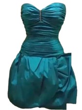 Lili Rubin Ballroom Dance Dress Gown Prom Short Strapless Turquoise Brooch 10
