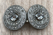 VTG Rhinestone Silver Tone Women's Belt Buckle Art Deco Pot Metal