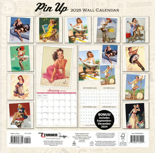 Pin-Up 2025 Art of Gil Elvgren Mini Calendar Sealed Plastic Free - Picture 2 of 2