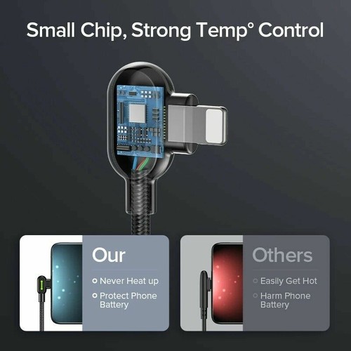 MCDODO USB LED Right Angle Game Cable Sync Chaging Cord For iPhone 12/XS/X/8/7/6 - Zdjęcie 3 z 15