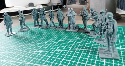 Komplettset 1/35 MASSSTAB, 54 mm, 2. Weltkrieg 3D gedruckt 11 HARZFIGUREN, MODELL, UNBEMALT