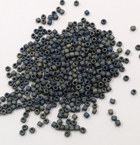 Vintage Glass Seed Beads TOHO Japan Matte Metallic Steel Gray Iris AB 8/0 C4-57