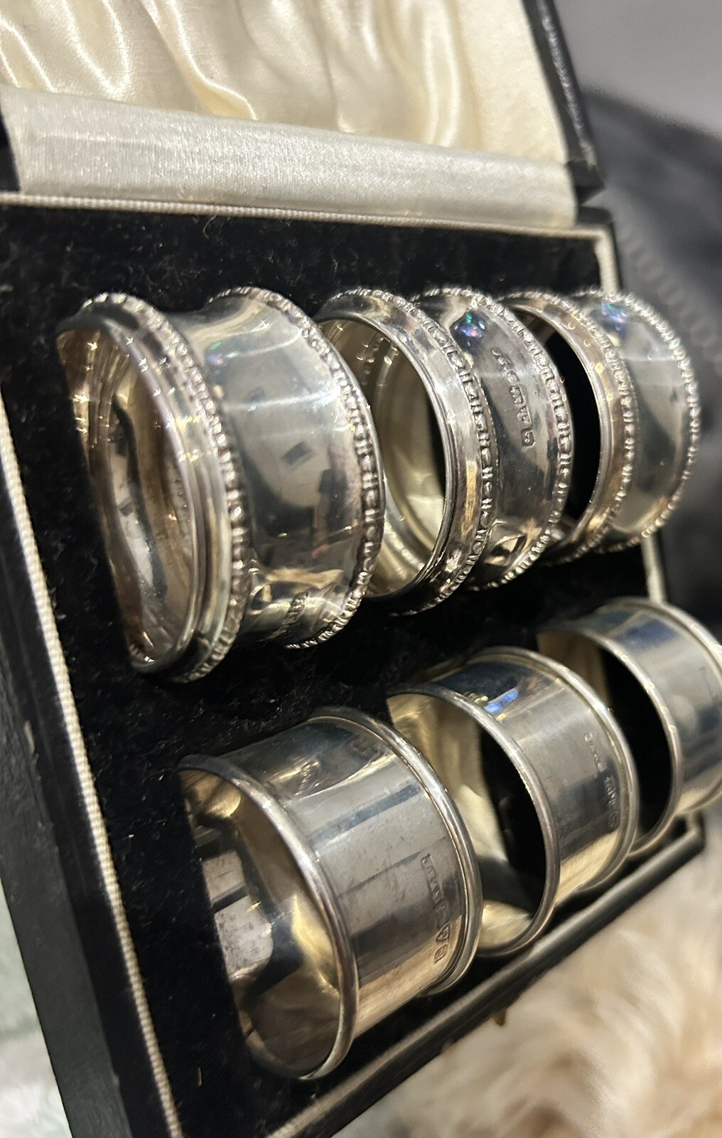 Set Of 6 Finnigans Silver Napkin Rings eBay
