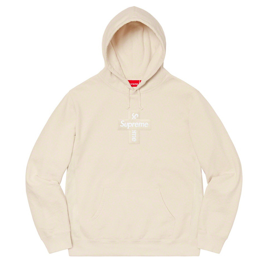 NWT Supreme Cross Box Logo Hoodie Sweatshirt Natural Beige Mens L