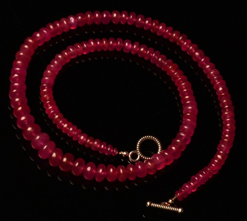 Collar de 17,5" con gemas de zafiro rosa natural de tamaño de 5 a 8 mm de cuentas de rondelle lisas - Imagen 4 de 9