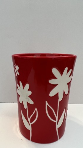 Starbucks 2007 Red White Floral Flowers Butterflies Coffee Cup Mug 12 oz - Picture 5 of 9