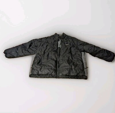 Vtg Nike Reversible Men's 3XL Insulated Puffer Jacket Black Gray Spellout 2000s