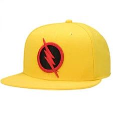 Reverse Flash Logo Flat Bill Snapback Hat Yellow