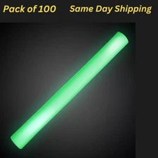 100 Pack LED Foam Stick for Parties Events & Festivals Green Light-Up Glow Stick