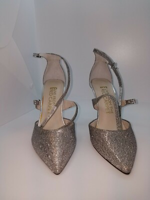 E! Live From The Red Carpet Silver Lame Strappy Dressy Shoes Size 6B