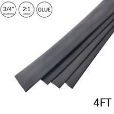 2:1 Heat Shrink Tubing Tube 3/4" Black Glue Waterproof Dual Wall Wires Wrap