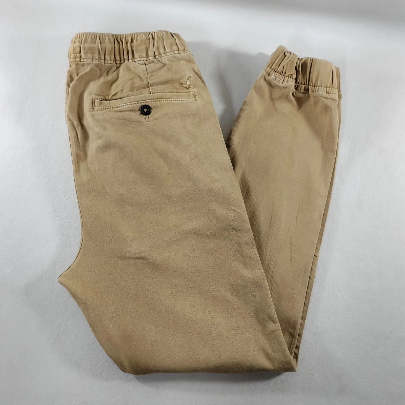 American Eagle Extreme Flex Jogger Pants Tan Drawstrings Pull On Mens Size S
