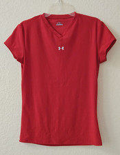 Under Armour Women's T-Shirt Red Size L Large 82 Cationic Polyester Preowned