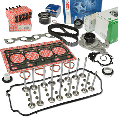 ELRING Zylinderkopfdichtung + BOSCH Zahnriemen + Ventile Renault 1,2 16V ab 2003