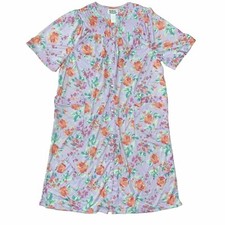 Anthony Richards House Dress Robe Lilac Purple Floral MuMu 2X Snap Button Front
