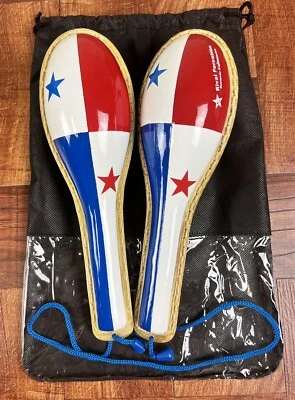 A1 Professional Maracas Full Leather Panama Flag. Carry Bag Incl. Modelo Interisa