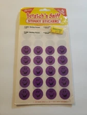 Trend Scratch n Sniff Grape Smiley Face Stickers 44 Stickers Opened Pkg Partial 