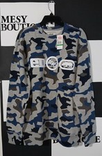 Ecko Unltd Mens Camo Print Crewneck Long Sleeve Fleece Grey Heath Sz Large