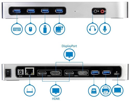 Usb-C / USB 3.0 Double 4K Moniteur Station D'Accueil STARTECH - DK30A2DH - Photo 3/3