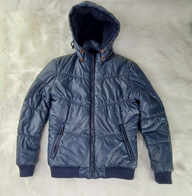 21 Men An American Brand XS Blue puffy zip up hoodie Shipped Promptly  