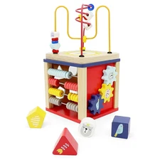 LEO & FRIENDS: Alice 5-In-1 Activity Cube - Wooden Interactive Toy,Ages 18mo+