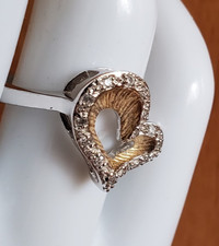 Sterling silver ring size 7 CZ HEART Gold vermeil .925 Cubic Zirconia