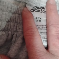 adidas Girls Jogger Pants Gray Pink Blue Elastic Waist Drawstring Size L 14 