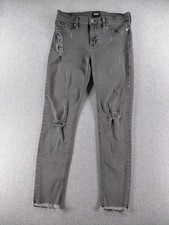 Hudson Women's Jeans Size 29 Gray Stretch Distressed Raw Hem Mid Rise 27" Denim