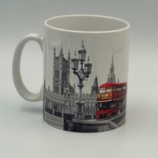 London England Souvenir Coffee Mug Big Ben Red Double Decker Bus Ceramic Cup
