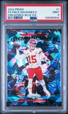 2024 Panini Prizm Fireworks Patrick Mahomes II #1 Blue Ice PSA 9 /99