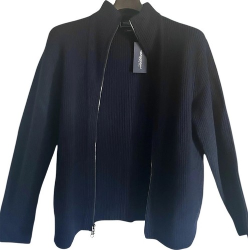 Vineyard Vines Mens Full Zip L Merino Wool Fisherman Sweater Ribbed KnitNavy New - Picture 2 of 24