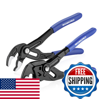 WORKPRO 2-Piece 7-Inch Pliers Wrench & Groove Joint Pliers Set, Quick Adjustment