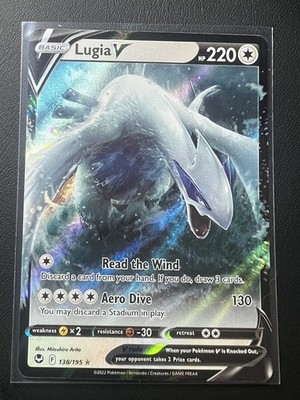 Lugia V 138/195 Holo V Rare Silver Tempest Pokemon NM
