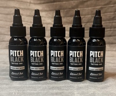 Eternal Ink Tattoo Ink Set- Pitch Black Gray Wash (5 Flaschen)