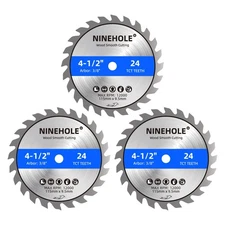 3pack 4 1/2 Inch Circular Saw Blade 24T with 3/8-Inch 24T, 3pcs, Silver 